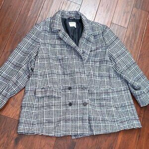 Old Navy Black & White Plaid Pea Coat size 3X